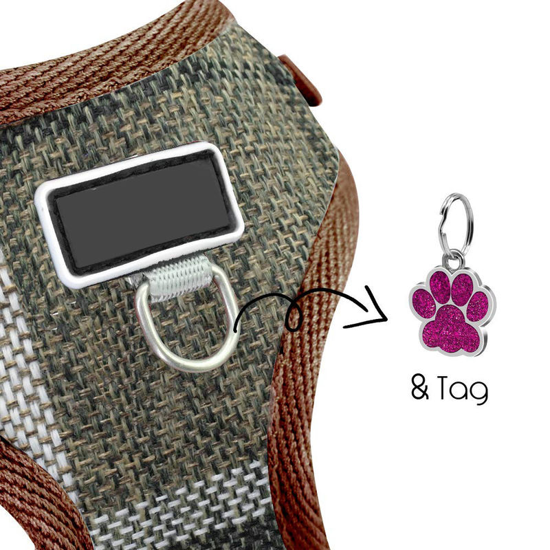 Small Dog Cat Harness Collar 3.5ft Leash Set With Inner Air Mesh Padded