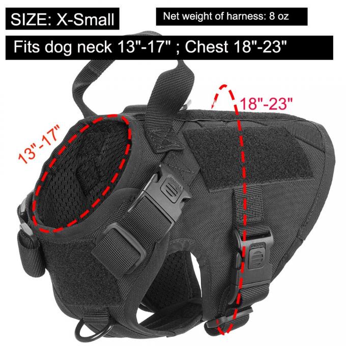 1050D Nylon Tactical Dog Chest Harness With No Pulling Front Clip Leash