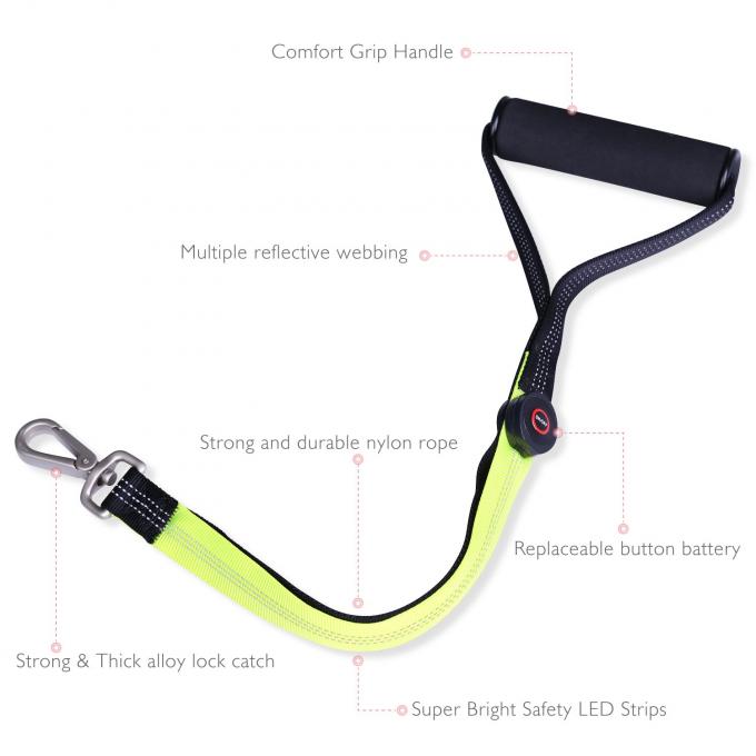 Led Webbing Heavy Duty LED Reflective Dog Leash Night Safety Lighted Nylon Webbing