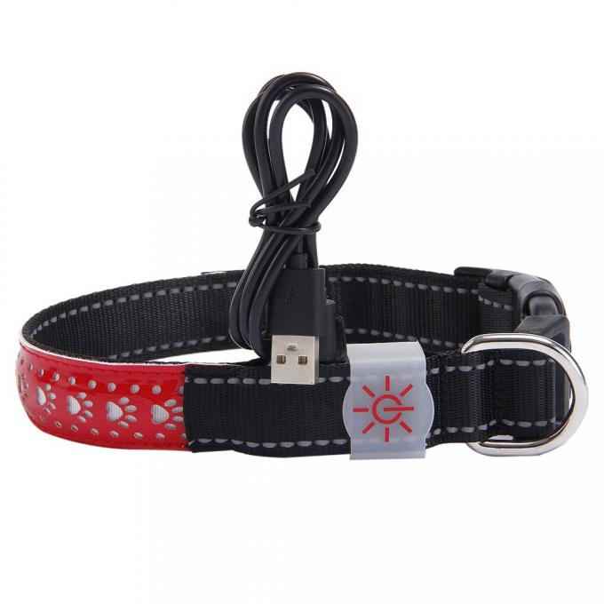 Adjustable LED Dog Collar USB Rechargeable Customized For Dog Cat Night