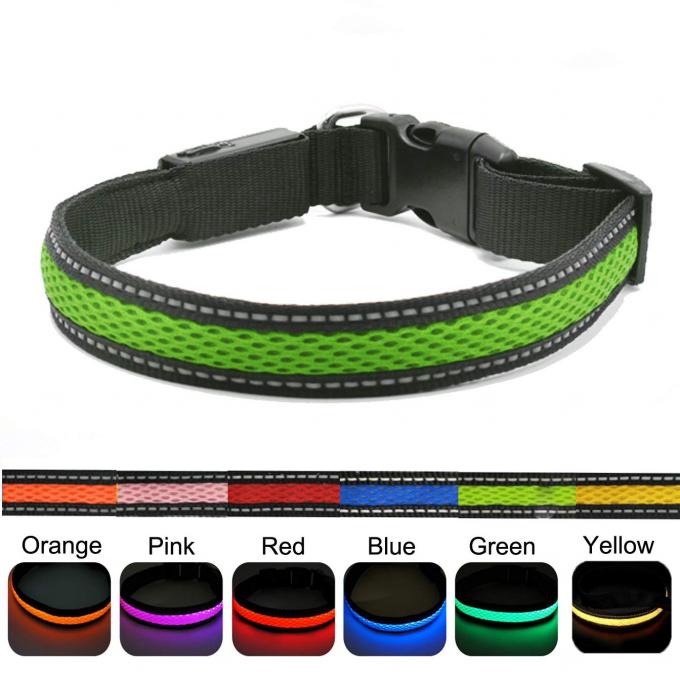 USB Rechargeable Light Up Dog Collar , LED Flashing Dog Collar Night