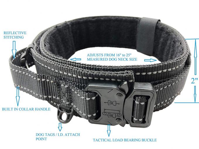 Metal Buckle Military Dog Collar Nylon Reflective K9 Quick Release Fit