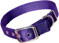 Double Thick Nylon Dog Collars With Brushed Hardware Finish Easy Cleaning