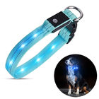 Nylon LED Dog Collar USB Rechargeable , Waterproof Light Up Dog Collar