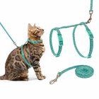 Hand Made Fabric Cat Harness Collar With Leash Set Fashion Design Easy To Wash