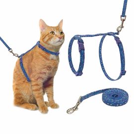 Cat Harness Collar with Leash Set - Fashion Design with  Hand-made Fabric