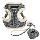 No Pull Escape Proof Breathable Mesh Dog Harness Classic Plaid Back Openable Fit Small Dogs Cats