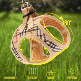 Plaid Cute Adjustable Puppy Harness And Leash Set Small Dog Vest Escape Proof