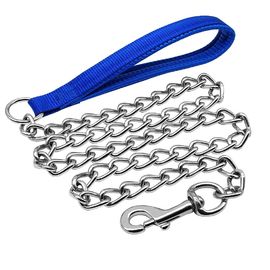 4/6 FT Dog Chain Leash Soft Padded Leather Handle