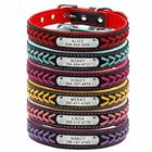 Personalized Nameplate Custom Leather Dog Collars , Braided Leather Engraved Dog Collars