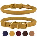Handmade Leather Rolled Rope Dog Collars For Small Medium Large Dogs Puppy Cat