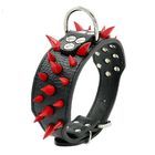 Durable Handmade Dog Leather Leashes , Genuine Leather Collar Sharp Spiked Studded
