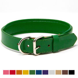 Military Grade Padded Leather Dog Collar , Heavy Duty Leather Dog Collars