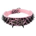 Durable Handmade Dog Leather Leashes , Genuine Leather Collar Sharp Spiked Studded