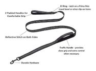 Highly Reflective Nylon Dog Leash Customized With Soft Thick Padded Double Handles