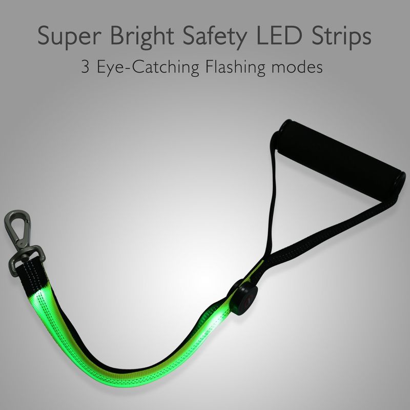Heavy Duty LED Reflective Dog Leash Night Safety Lighted Nylon Webbing