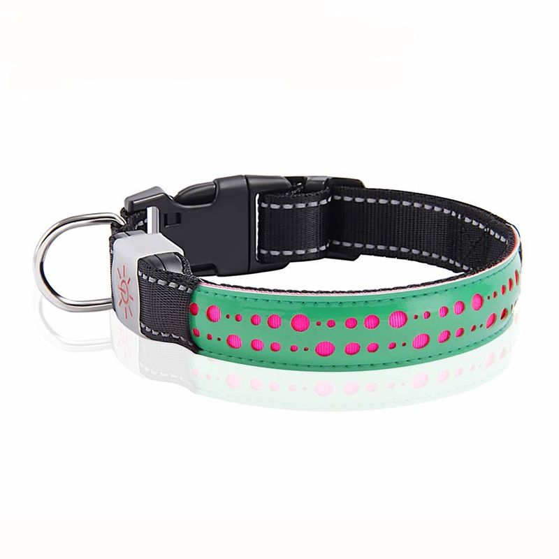 PU Leather Rechargeable Flashing Dog Collars Nylon Webbing For Medium Large Dog