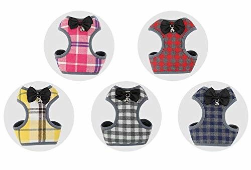 Pet Dog Cat Plaid Bowtie Harness Vest Escape-proof XS Harnesses for Puppy & Kitten