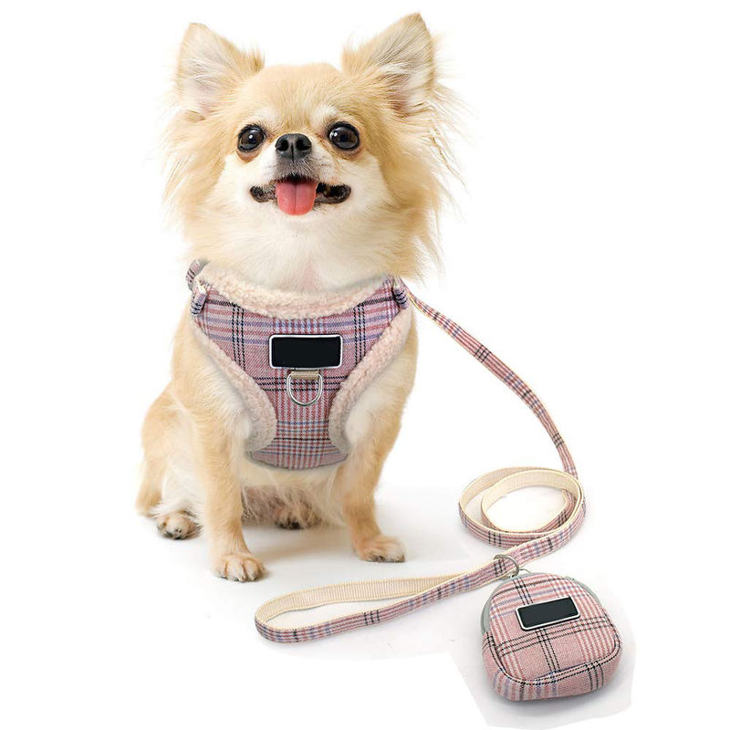 No Pull Escape Proof Breathable Mesh Dog Harness Classic Plaid Back Openable Fit Small Dogs Cats