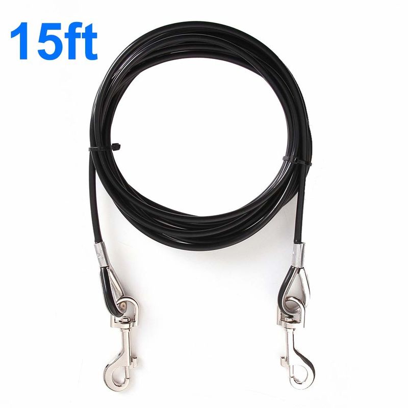 Crack Resistant Waterproof Dog Leash 15ft Tie Out Cable PVC Coating Rope