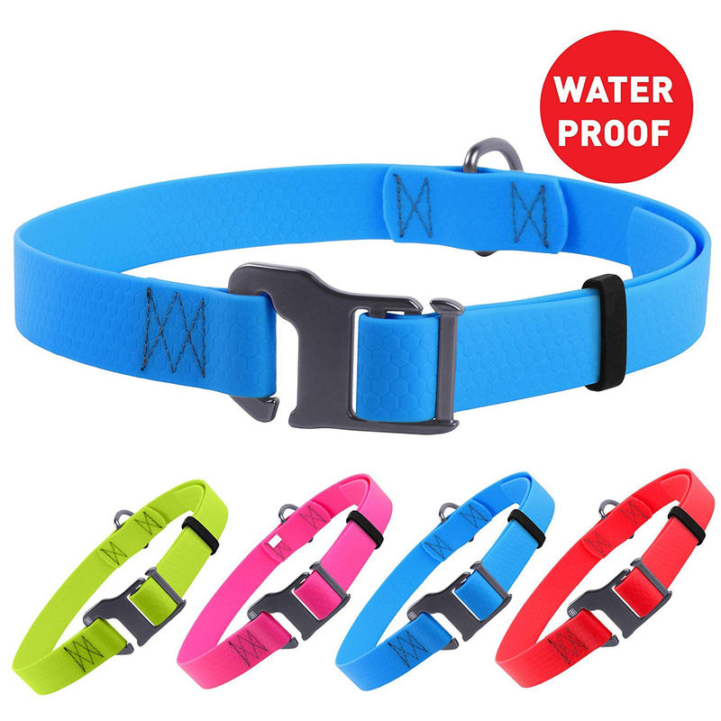 Colorful Water Resistant Dog Collars Stylish Skin Friendly Neck Girth 14" - 26"