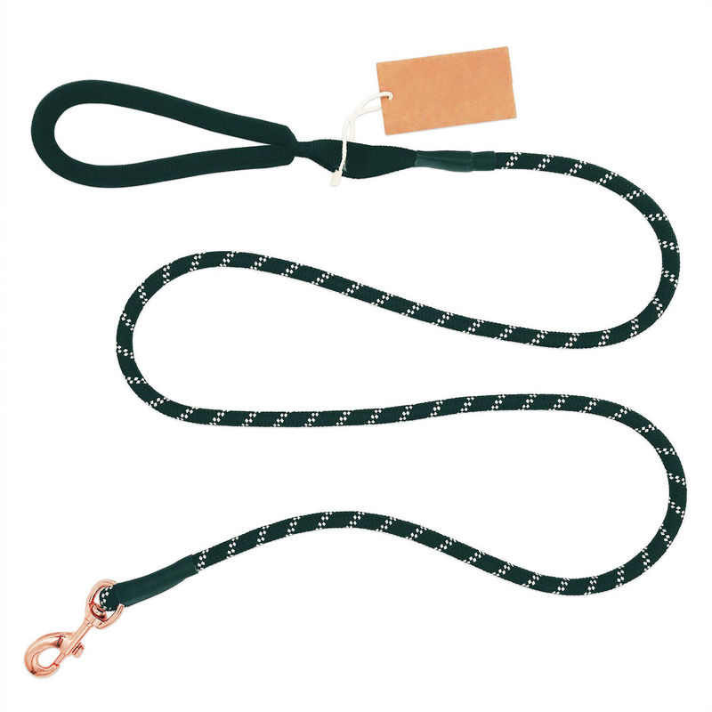 Non Slip Handle Nylon Dog Harness Leash With Rose Gold Carabiner 6ft Strong Climbing Rope