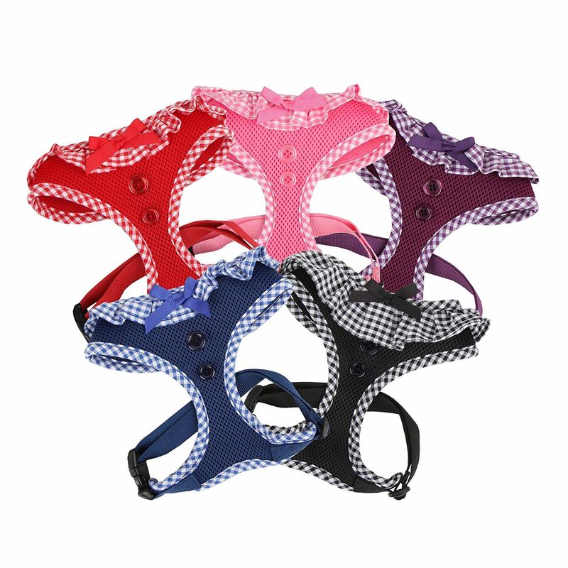 Air Mesh Nylon Dog Harness Cute Design Multiple Colors Comfortable Breathable