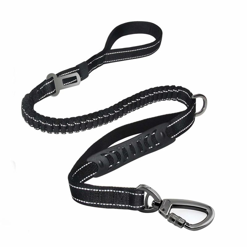 Shock Absorbing Bungee Nylon Dog Leash 2 Padded Traffic Handle Training Pet