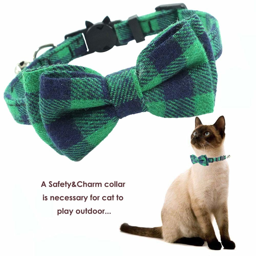 THAIN Safety Release Cat Collar With Bow Tie And Bell - Adjustable Kitten Necklace